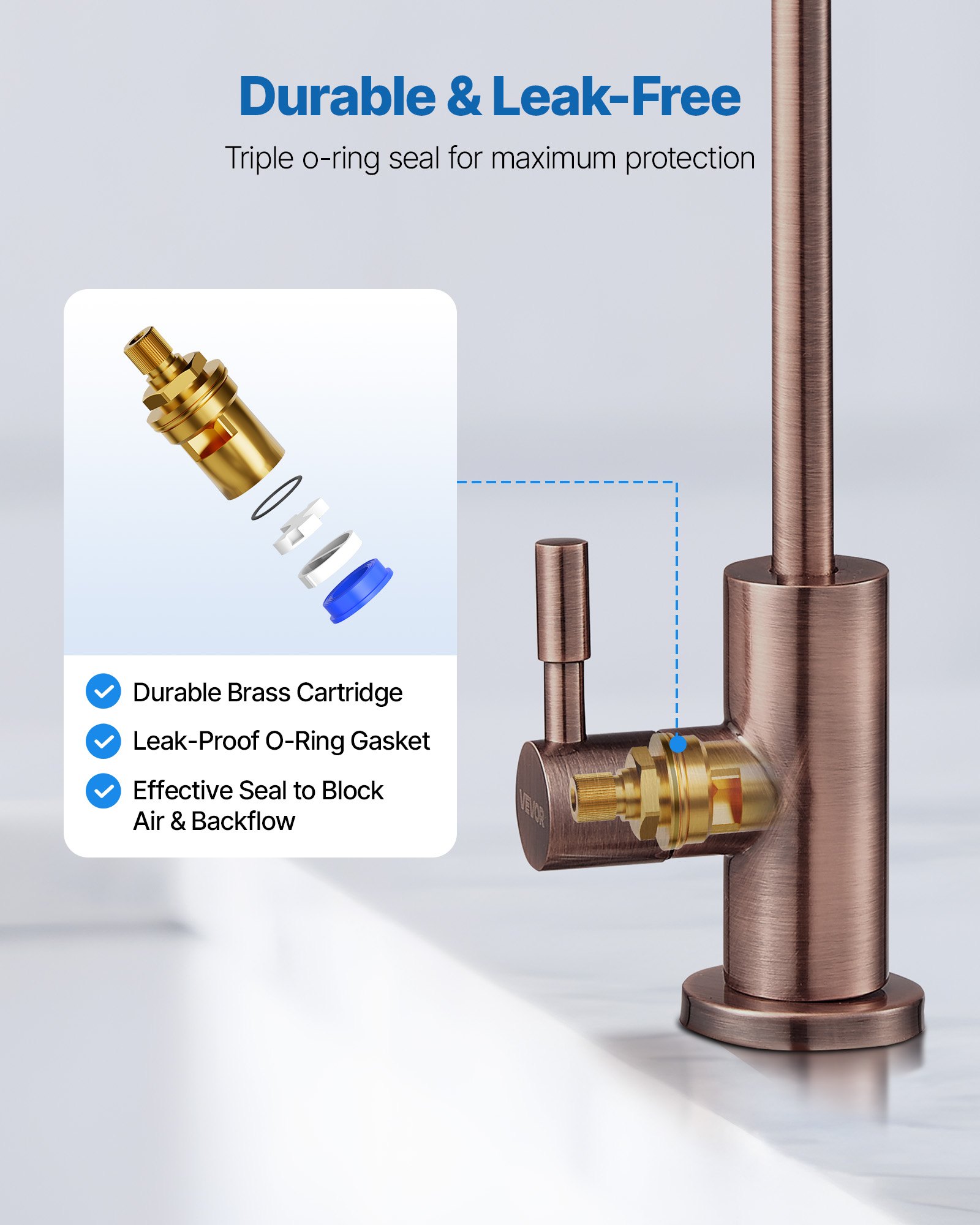 VEVOR Grifo de Acero Inoxidable para Agua Potable sin Plomo, Grifo de Ósmosis Inversa con Válvula de Latón Macizo, Resistente a la Corrosión y Duradero, para Fregadero de Cocina, Bar, Cafetería