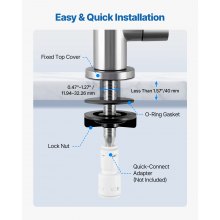 VEVOR Grifo de Acero Inoxidable para Agua Potable sin Plomo, con Válvula de Latón Macizo, Grifo de Arco Alto con Filtro para Fregadero de Cocina, Cafetería, Níquel Cepillado, 370 x 175 x 28 mm