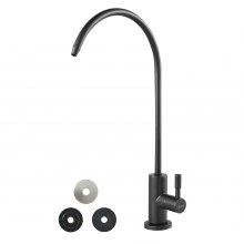 VEVOR Grifo de Acero Inoxidable para Agua Potable sin Plomo, con Válvula de Latón Macizo, Grifo de Arco Alto con Filtro para Fregadero de Cocina, Bar, Cafetería, Negro Mate, 370 x 175 x 28 mm