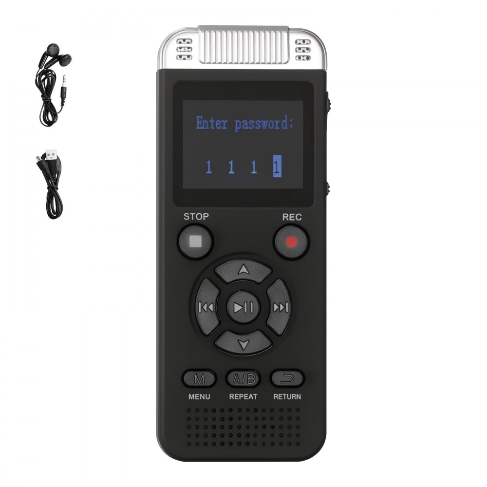 VEVOR Digital Voice Recorder, 128 GB, Dictation Device with Playback, Password-Proof Audio Recorder USB, 8730 Hours of Storage, 40 Hours of Continuous Recording, for Lectures and Meetings
