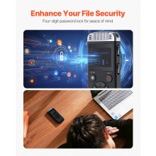 VEVOR Grabadora de Voz Digital 128 GB con Reproducción, Contraseña USB, 40 Horas