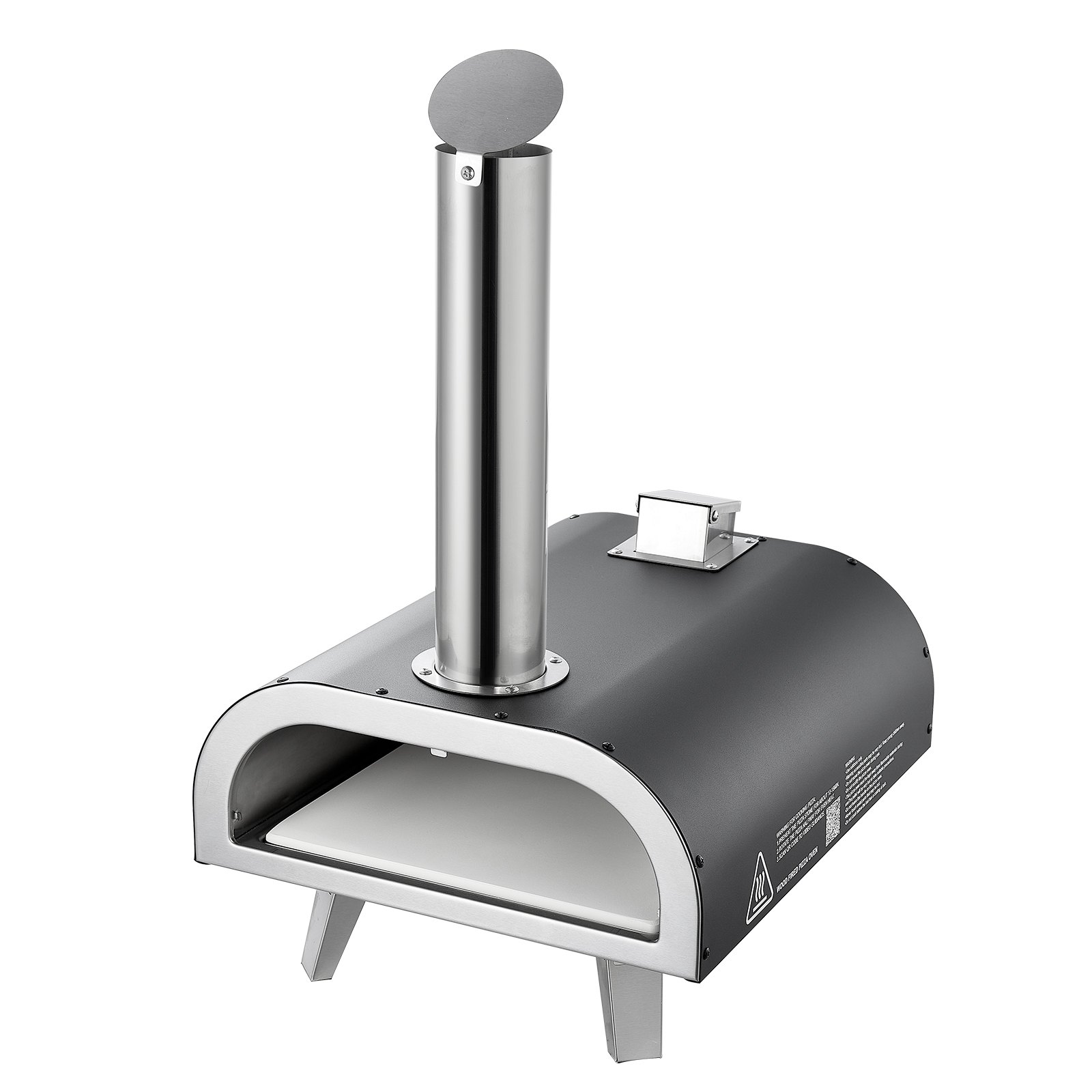 VEVOR Horno de Pizza Portátil para Exteriores de 30 cm, Estufa de Pellets con Termómetro, para Exteriores, Patio, Camping, Piedra para Pizza, Bolsa de Transporte, Pala, Negro, 700 x 390 x 660 mm