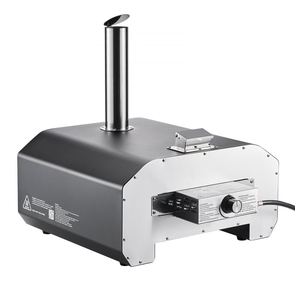 VEVOR Horno de Pizza para Exteriores 406,4 mm, de Gas Propano/Pellet, con Termómetro y Rotación Eléctrica, para Acampar en el Jardín o la Terraza con Pala de Piedra para Pizza, 857 x 593 x 697 mm