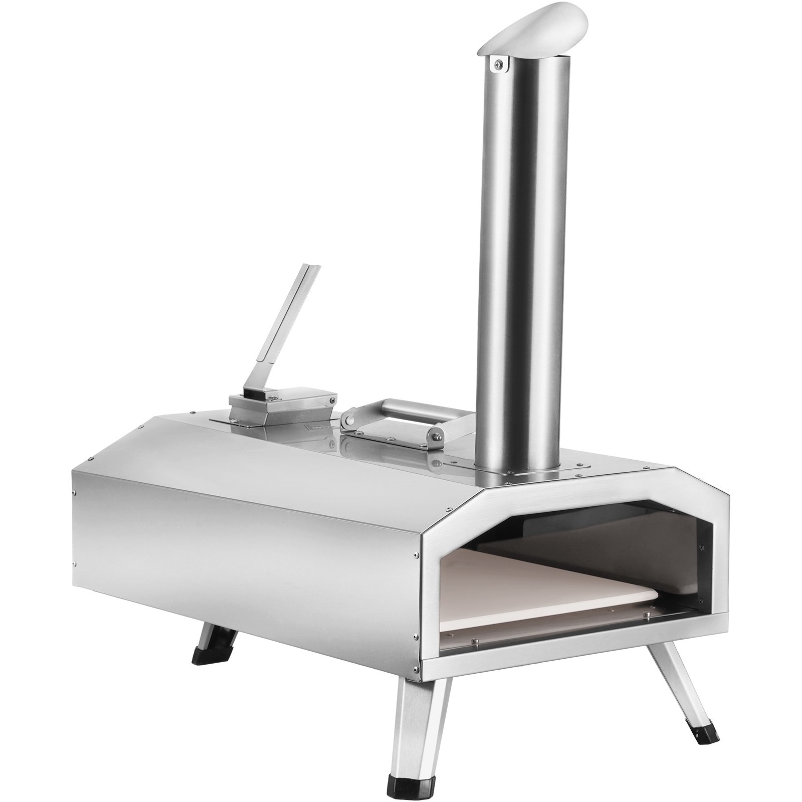 Horno de pizza de combustible dual VEVOR para uso al aire libre, horno de pizza portátil de 12", horno de pizza para exteriores alimentado con pellets y gas con piedra de pizza de cordierita espesa, pata plegable para acampar y patio trasero