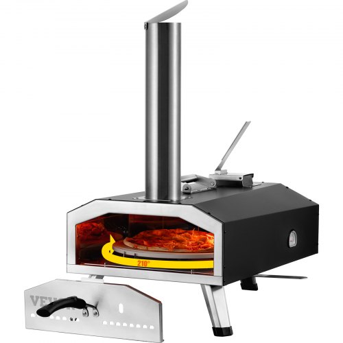 Horno de pizza de combustible dual VEVOR para uso al aire libre, horno de pizza portátil de 12", horno de pizza para exteriores alimentado con pellets y gas con piedra de pizza de cordierita espesa, pata plegable para acampar y patio trasero