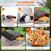 VEVOR Horno de Pizza para Exteriores de Gas Portátil 735 x 390 x 262 mm Negro