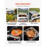 VEVOR Horno de Pizza Portátil para Exteriores, 40 cm, a Gas Propano, con Rotación Eléctrica, Piedra para Pizza Gruesa, Bolsa de Transporte, para Patio, Camping, Color Negro, 603 x 593 x 324 mm