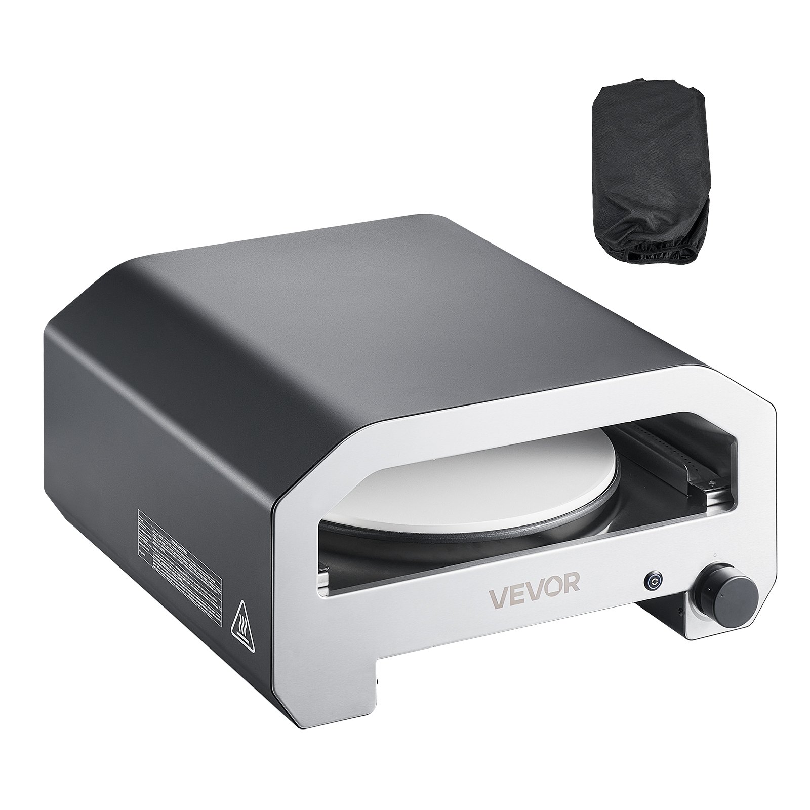 VEVOR Horno de Pizza Portátil para Exteriores, 40 cm, a Gas Propano, con Rotación Eléctrica, Piedra para Pizza Gruesa, Bolsa de Transporte, para Patio, Camping, Color Negro, 603 x 593 x 324 mm