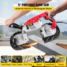 VEVOR Sierra de Cinta de Metal 220 V 1100 W Sierra de Cinta Profesional Tamaño de Corte 12,7 cm 137,8-472,4 Pies/min Sierra de Cinta de Corte para Metal, Acero, Aluminio y Cable Compuesto sin Base