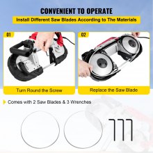 VEVOR Sierra de Cinta de Metal 220 V 1100 W Sierra de Cinta Profesional Tamaño de Corte 12,7 cm 137,8-472,4 Pies/min Sierra de Cinta de Corte para Metal, Acero, Aluminio y Cable Compuesto sin Base