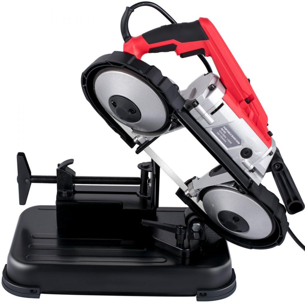 VEVOR Sierra de Cinta de Metal 220V 1100W Base 0 45° Sierra de Cinta Profesional Tamaño Corte 12,7cm 137,8-472,4 Pies/min Sierra de Cinta de Corte para Metal, Acero, Aluminio y Cable Compuesto