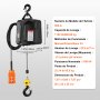 VEVOR 3 en 1 Polipasto Eléctrico 1500W Cabrestante Eléctrico Portátil 498,95 kg Altura de Elevación 7 m Velocidad 4 m/min Control Remoto Inalámbrico y por Cable para Garaje Almacén Remolque de Fábrica
