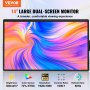 VEVOR Extensor de pantalla portátil para computadora portátil, monitor extendido dual FHD 1080P IPS de 14" para computadora portátil de 13"-17", monitor portátil giratorio USB-C/USB-A/puerto Mini HDMI, compatible con Mac/Wins/Android/Switch/PS5