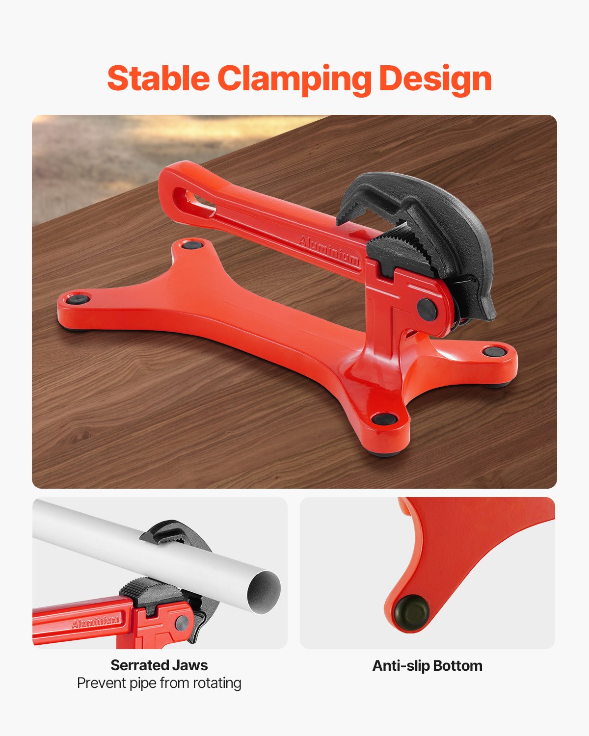 VEVOR Tornillo de Banco Portátil para Tuberías de Aluminio Liviano, Capacidad de Sujeción 0,32 a 3,8 cm, para Instalación, Reparación y Mantenimiento de Plomería en el Lugar, 270 x 115 x 130 mm