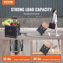 VEVOR Carrito de Compras Plegable 36,2 kg Carrito Utilitario Mango Telescópico