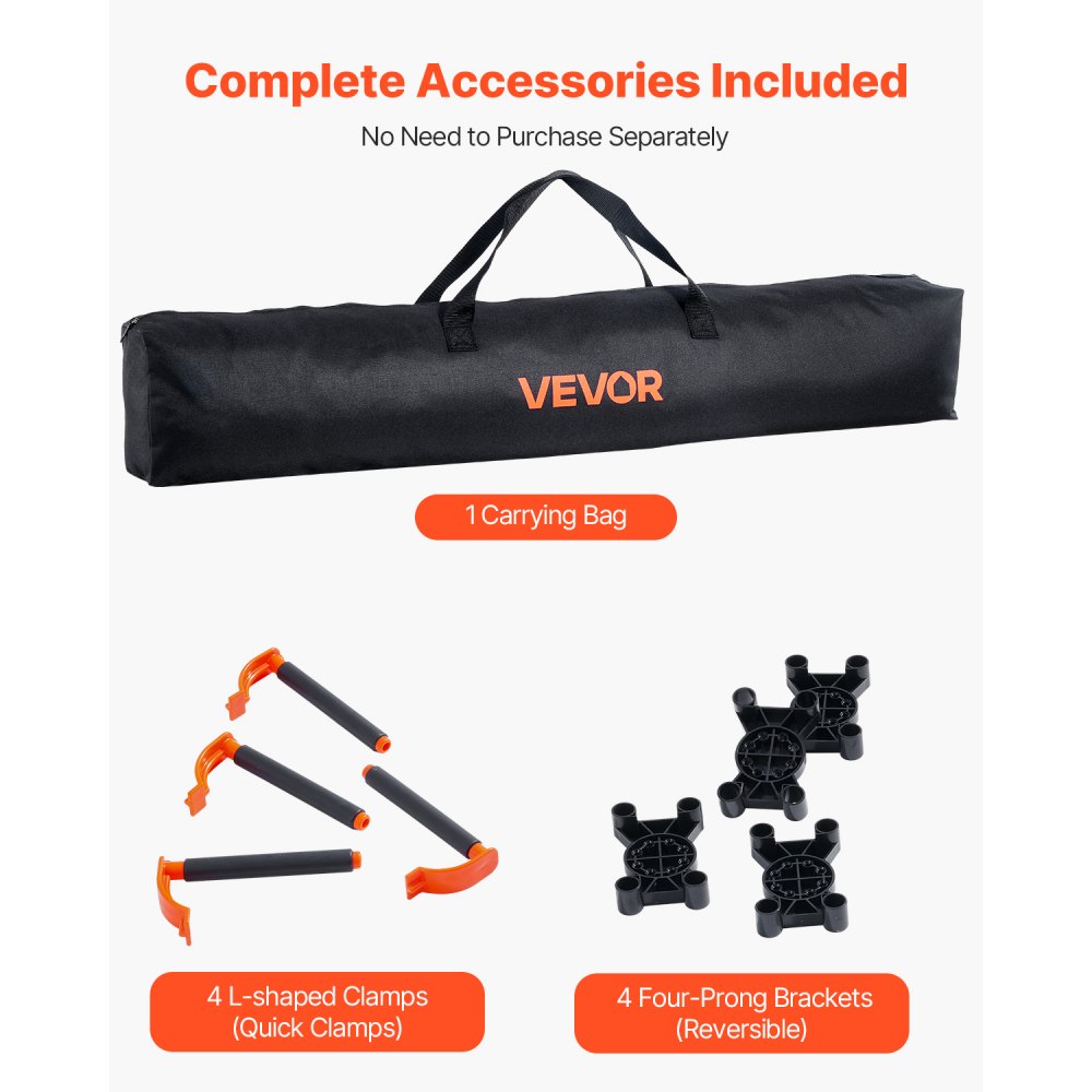 VEVOR Banco de Trabajo Plegable Portátil, Banco de Trabajo 1267 x 665 x 867 mm con Bolsa de Almacenamiento (Tablero no Incluido), Capacidad de Peso de 1135 kg para Garaje, Taller y Exterior