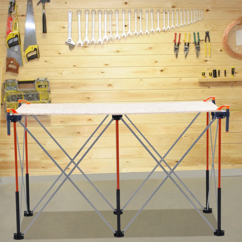 VEVOR Banco de Trabajo Plegable Portátil, Banco de Trabajo 1267 x 665 x 867 mm con Bolsa de Almacenamiento (Tablero no Incluido), Capacidad de Peso de 1135 kg para Garaje, Taller y Exterior