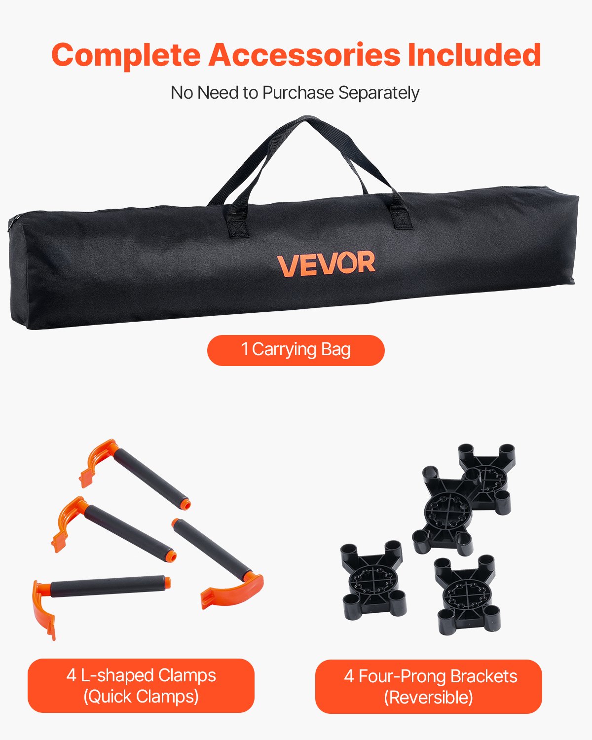 VEVOR Banco de Trabajo Plegable Portátil, Banco de Trabajo 1267 x 665 x 867 mm con Bolsa de Almacenamiento (Tablero no Incluido), Capacidad de Peso de 1135 kg para Garaje, Taller y Exterior