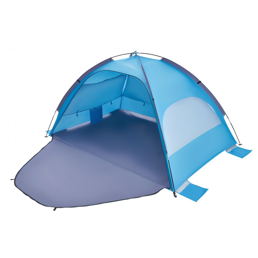 VEVOR Tienda de Playa para 3 Personas, Carpa de Refugio de Sol Protección UPF 50+, Carpa Portátil de Playa con Bolsa de Transporte y Bolsillos para Arena, para Acampar, Pescar, Picnics al Aire Libre
