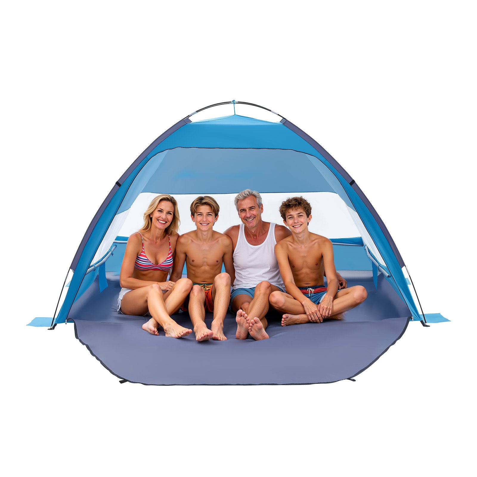 VEVOR Tienda de Playa para 4 Personas, Carpa de Refugio de Sol Protección UPF 50+, Carpa Portátil de Playa con Bolsa de Transporte y Bolsillos para Arena, para Acampar, Pescar, Picnics al Aire Libre