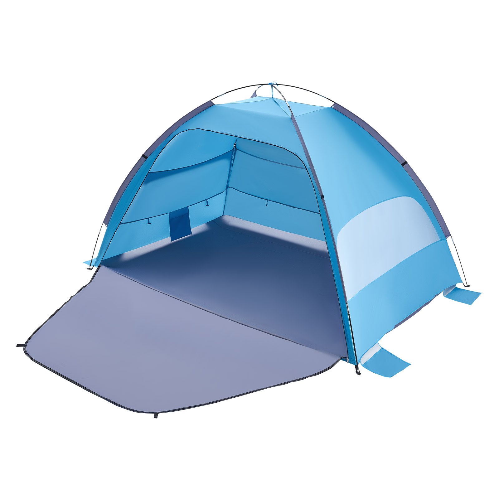 VEVOR Tienda de Playa para 4 Personas, Carpa de Refugio de Sol Protección UPF 50+, Carpa Portátil de Playa con Bolsa de Transporte y Bolsillos para Arena, para Acampar, Pescar, Picnics al Aire Libre