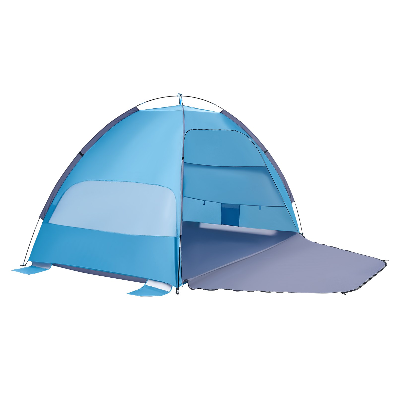 VEVOR Tienda de Playa para 4 Personas, Carpa de Refugio de Sol Protección UPF 50+, Carpa Portátil de Playa con Bolsa de Transporte y Bolsillos para Arena, para Acampar, Pescar, Picnics al Aire Libre