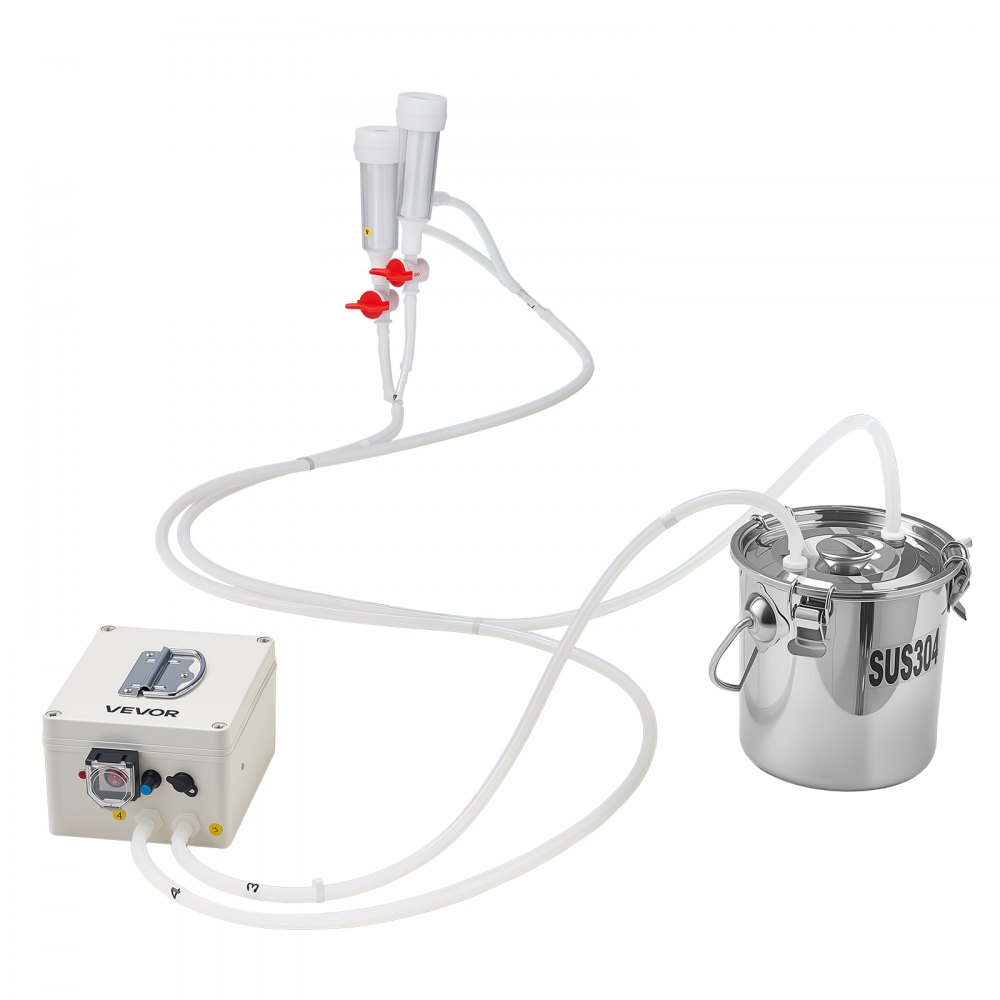 VEVOR Ordeñadora de Cabras Cubo de Acero Inoxidable de Grado Alimenticio de 3 L, Ordeñadora de Vacío Eléctrica con Batería Recargable de 5200 mAh, Succión y Potencia Ajustables, Solo para Cabras