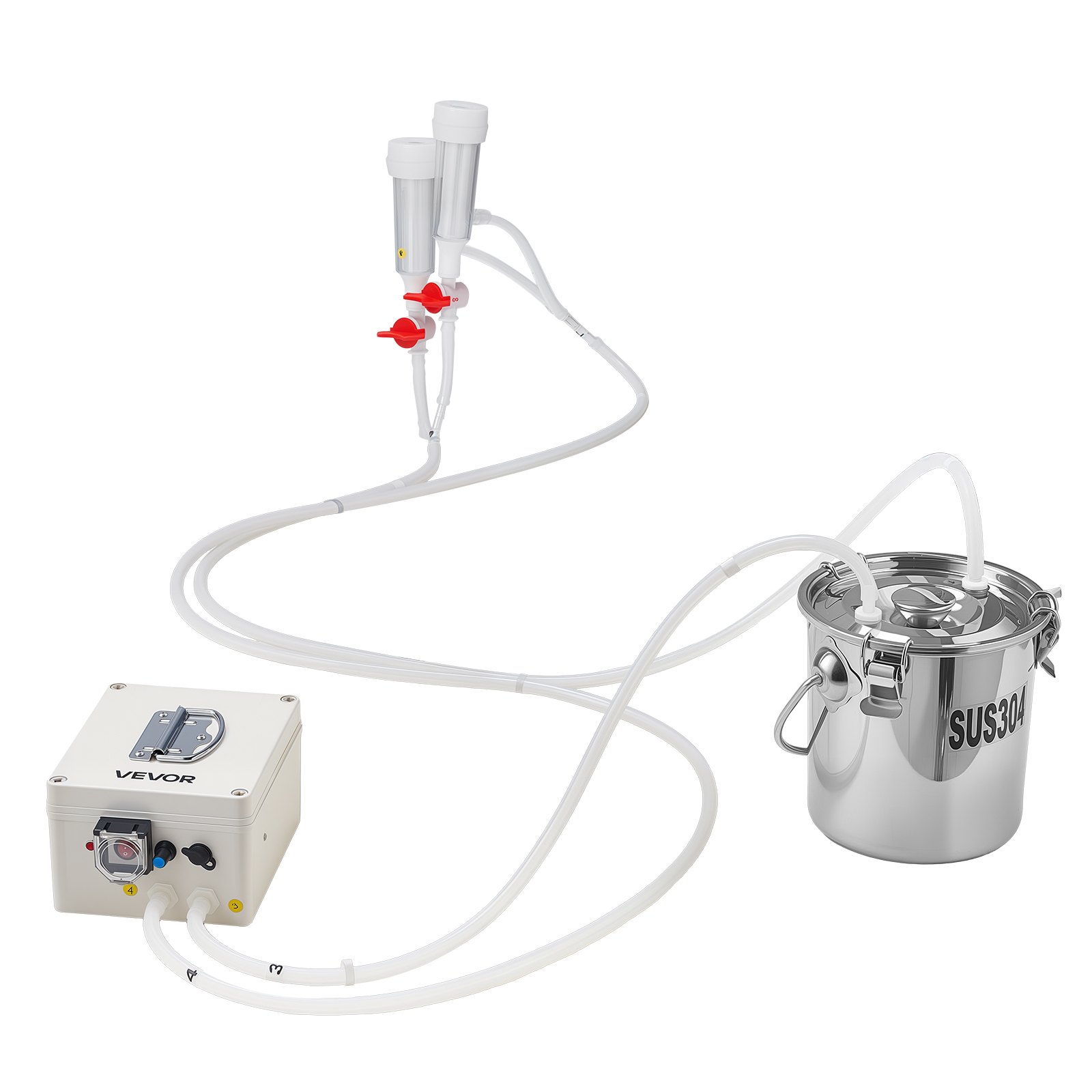 VEVOR Ordeñadora de Cabras Cubo de Acero Inoxidable de Grado Alimenticio de 3 L, Ordeñadora de Vacío Eléctrica con Batería Recargable de 5200 mAh, Succión y Potencia Ajustables, Solo para Cabras
