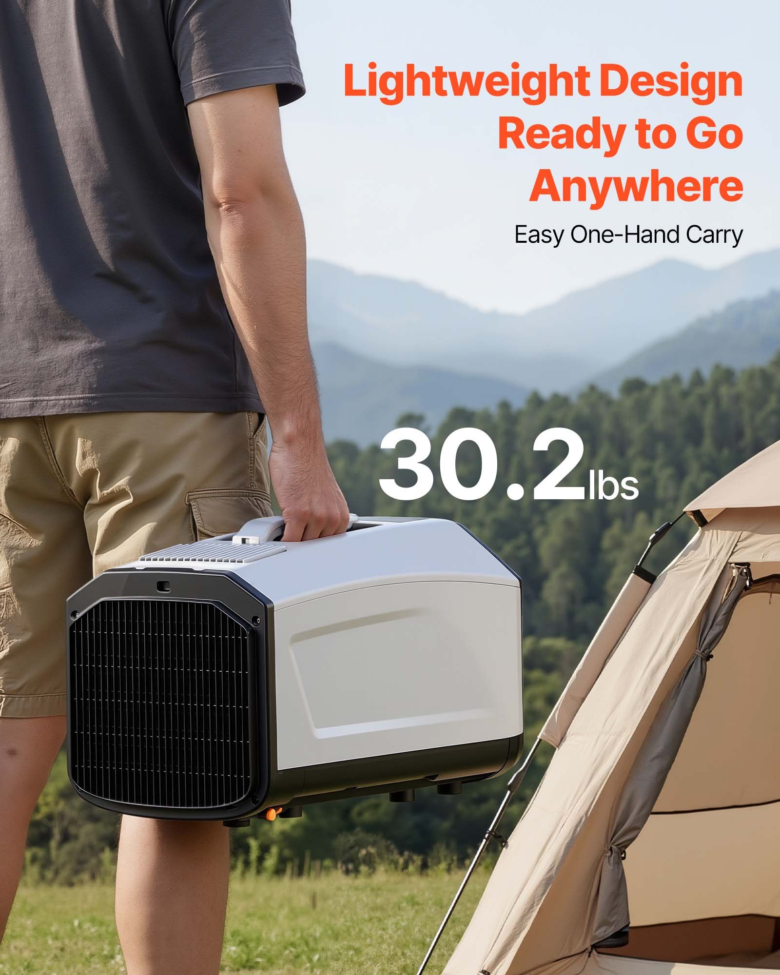 VEVOR Aire Acondicionado Portátil, 150 m³/h, 440 W con Manguera, Control Táctil, Mando Temporizador 1-24 h, Bajo Ruido, Aire Acondicionado para Camping, Tienda de Campaña, Caravana y Espacios Pequeños
