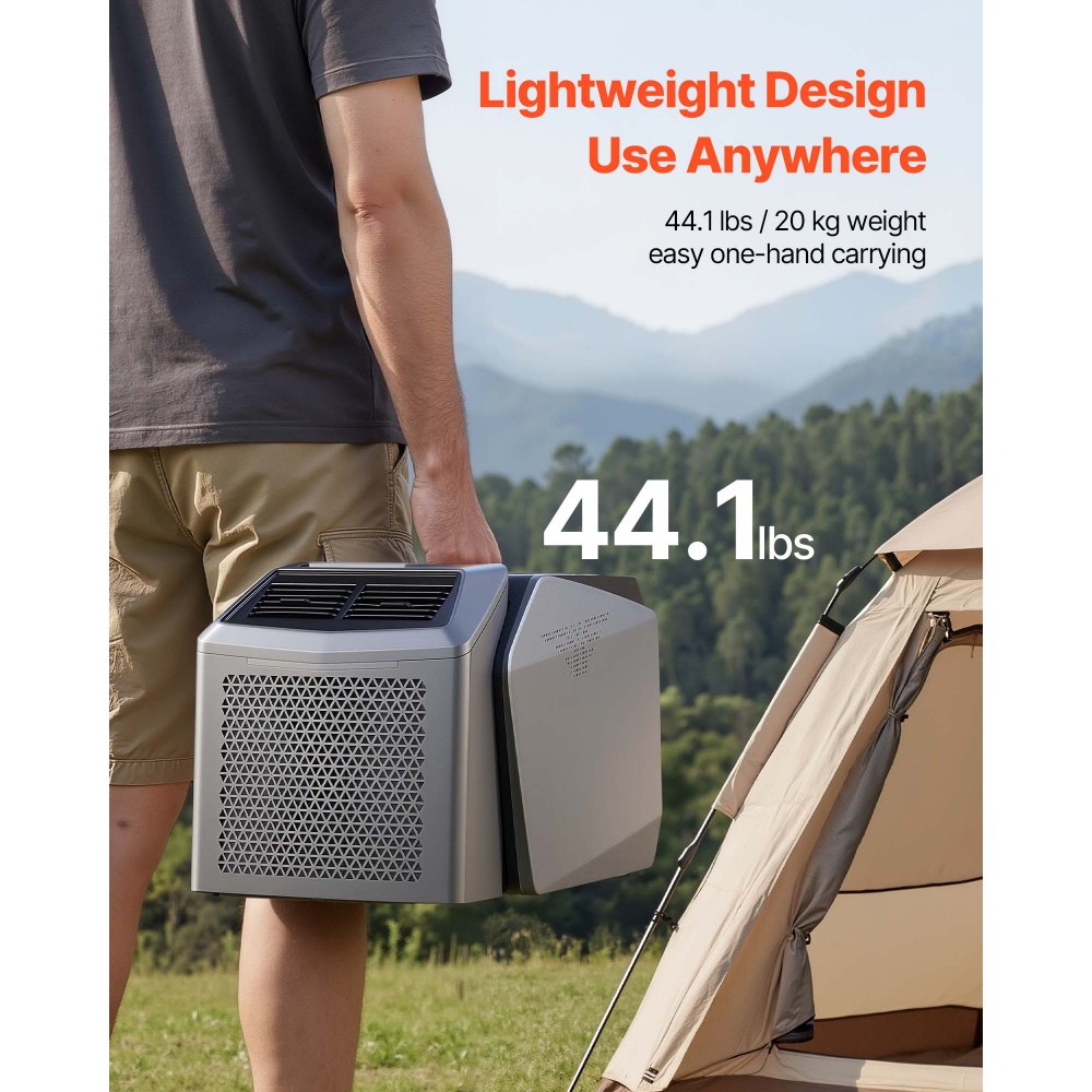 VEVOR Aire Acondicionado Portátil, 200 m³/h, 580 W con Doble Manguera, Control Táctil y Remoto, Temporizador 1-24 h, Bajo Ruido de 58 dB, para Camping, Caravana, Tienda de Campaña y Espacios Pequeños