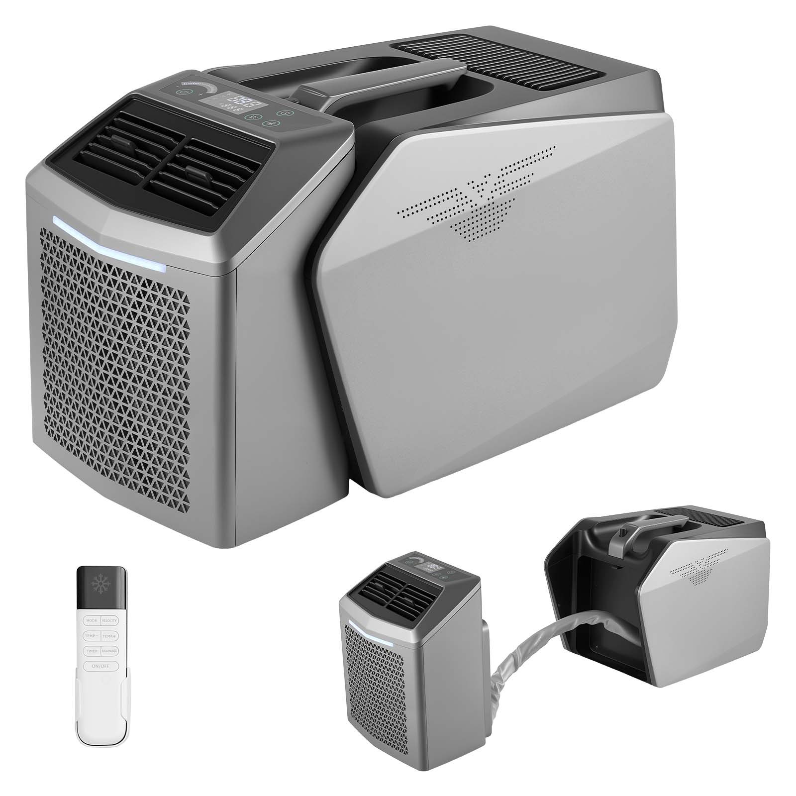 VEVOR Aire Acondicionado Portátil, 200 m³/h, 580 W con Doble Manguera, Control Táctil y Remoto, Temporizador 1-24 h, Bajo Ruido de 58 dB, para Camping, Caravana, Tienda de Campaña y Espacios Pequeños