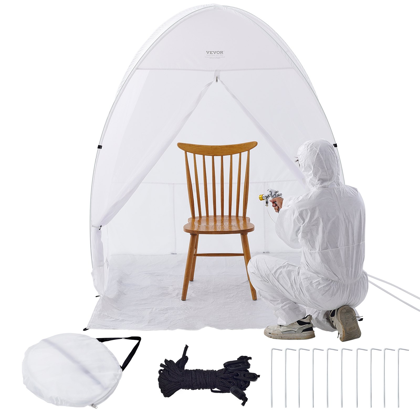 VEVOR Carpa de Pintura Portátil 152x152x178 cm Cabina de Pintura en Aerosol Emergente Portátil con Piso Incorporado Ventana de Escape Tienda de Pintura para Muebles Bricolaje de Estación de Pintura