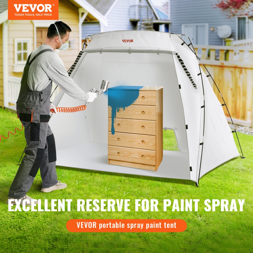 VEVOR Carpa de Pintura Portátil 228x158x158 cm Cabina de Pintura en Aerosol Plegable Oxford 210D Tienda de Pintura con Película Desechable para Muebles de Gran Tamaño Bricolaje de Estación de Pintura