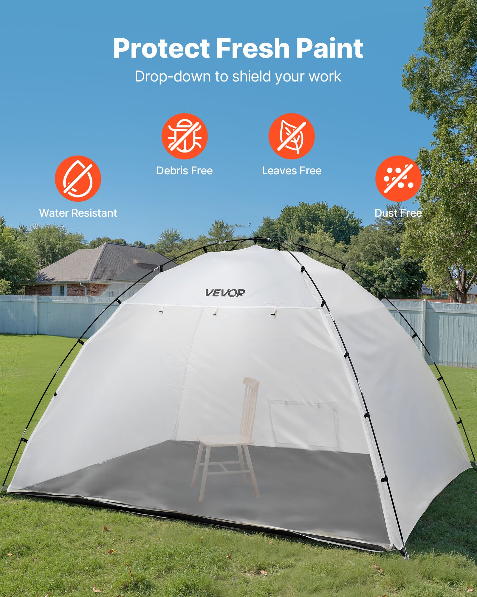 VEVOR Portable Paint Booth Tent, 32930 x 2300 x 1880mm Painting Tent Station, Spray Shelter with Built-in Floor & Mesh Screen, Large Space, Oxford Spray Painting Tents for Cupboard, Chairs, Tables