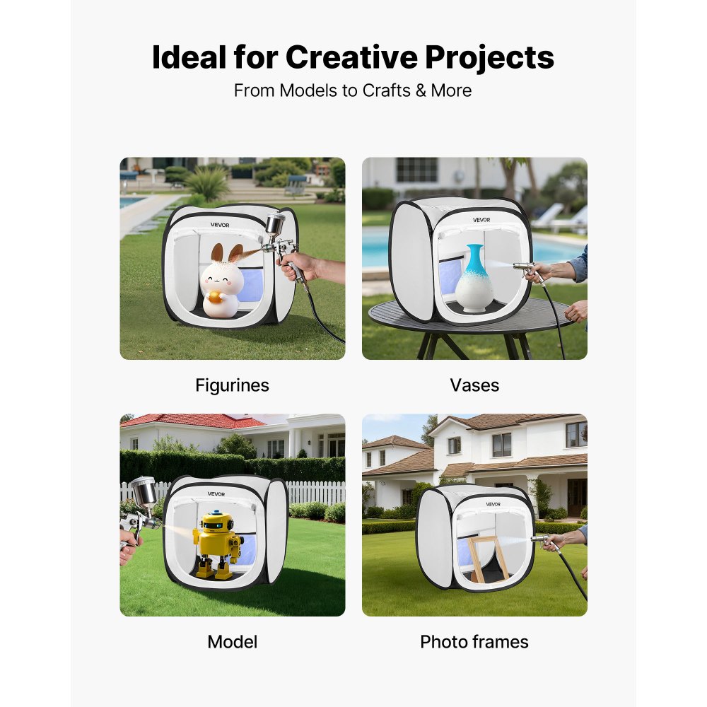 VEVOR Cabina de Pintura Portátil, Área de Trabajo de 40,5 x 40,5 x 43 cm, Carpa Emergente para Pintar con Aerosol, Impermeable, para Maquetas Pequeñas, Esculturas, Jarrones y Marcos de Fotos