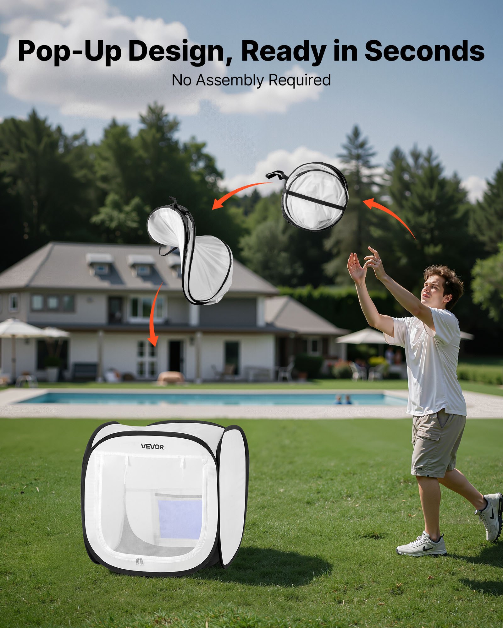 VEVOR Cabina de Pintura Portátil, Área de Trabajo de 40,5 x 40,5 x 43 cm, Carpa Emergente para Pintar con Aerosol, Impermeable, para Maquetas Pequeñas, Esculturas, Jarrones y Marcos de Fotos