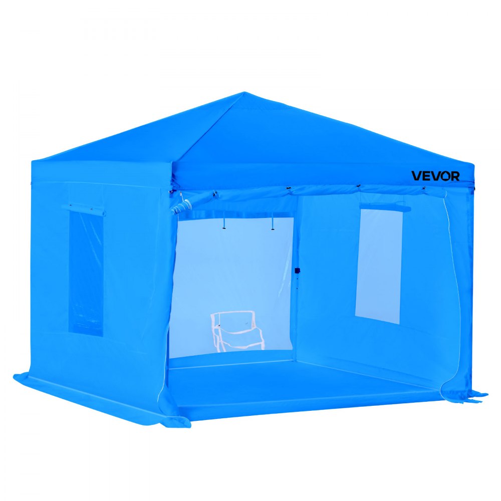 VEVOR Carpa Portátil Espaciosa para Cabina de Pintura, Impermeable y Plegable, con 2 Ventanas Laterales de Malla, Ideal para Autopartes, Muebles y Motocicletas, Color Azul, 3000 x 3000 x 2700 mm