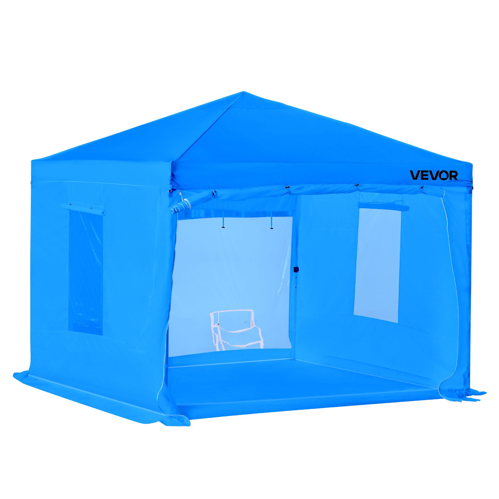 VEVOR Carpa Portátil Espaciosa para Cabina de Pintura, Impermeable y Plegable, con 2 Ventanas Laterales de Malla, Ideal para Autopartes, Muebles y Motocicletas, Color Azul, 3000 x 3000 x 2700 mm