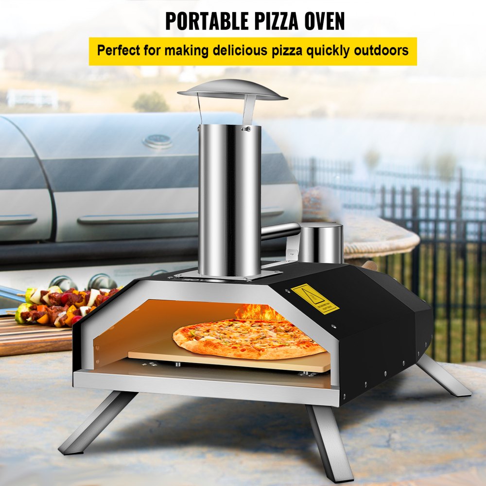 Horno de pizza al aire libre de 12 pulgadas, horno de leña con puerto de  alimentación, hornos de pizza de leña para quemar pellets de madera, hornos