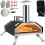 VEVOR Horno de Pizza para Exterior Tamaño de Pizza de 12" Horno de Pellet para Pizza de Acero Inoxidable 76,4x44,3x54,5 cm 600 Centígrados Horno Leña para Pizza Portátil para Jardín para Bistec, Pollo