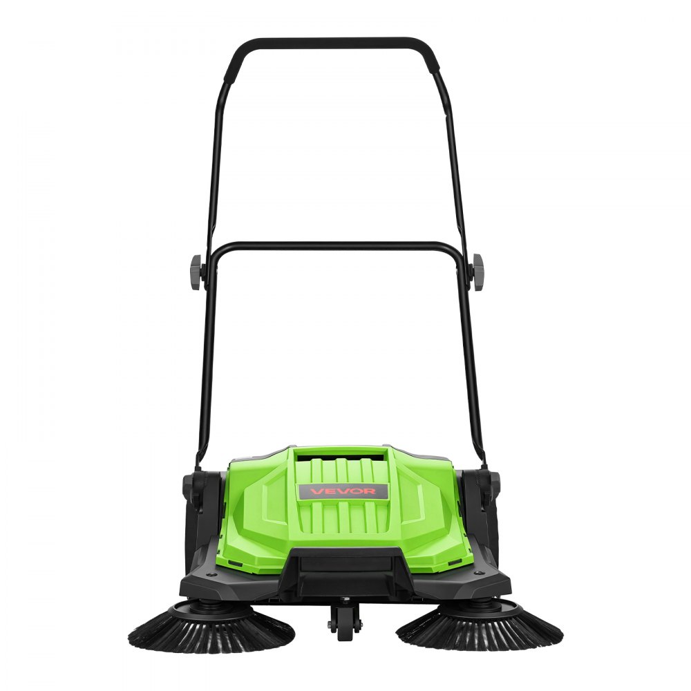VEVOR Barredora Manual, Ancho de Barrido de 650 mm, Barredora de Empuje sin Cable, con Contenedor de Residuo de 18,9 L, Mango Ergónomico y Ajustable, Limpieza para Jardín Patio Aceras, Color Verde