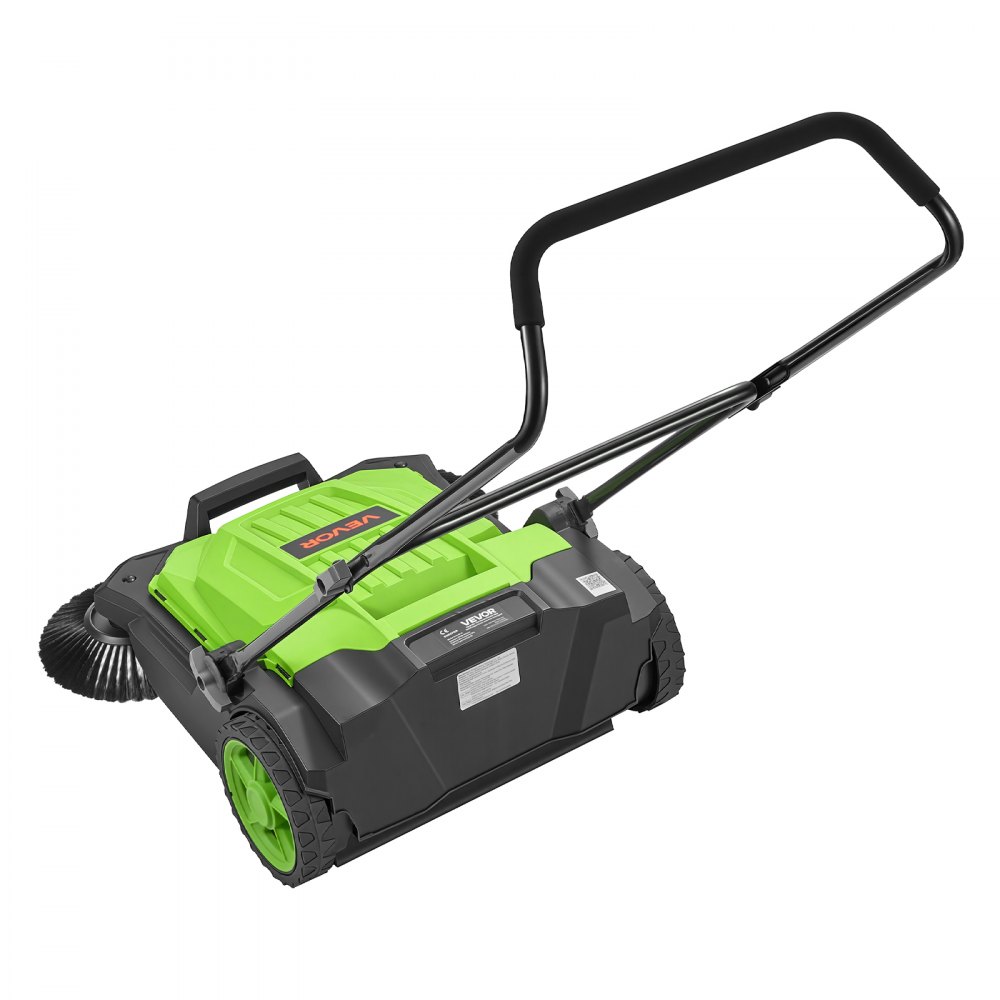 VEVOR Barredora Manual, Ancho de Barrido de 650 mm, Barredora de Empuje sin Cable, con Contenedor de Residuo de 18,9 L, Mango Ergónomico y Ajustable, Limpieza para Jardín Patio Aceras, Color Verde