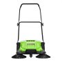 VEVOR Barredora Manual, Ancho de Barrido de 650 mm, Barredora de Empuje sin Cable, con Contenedor de Residuo de 18,9 L, Mango Ergónomico y Ajustable, Limpieza para Jardín Patio Aceras, Color Verde