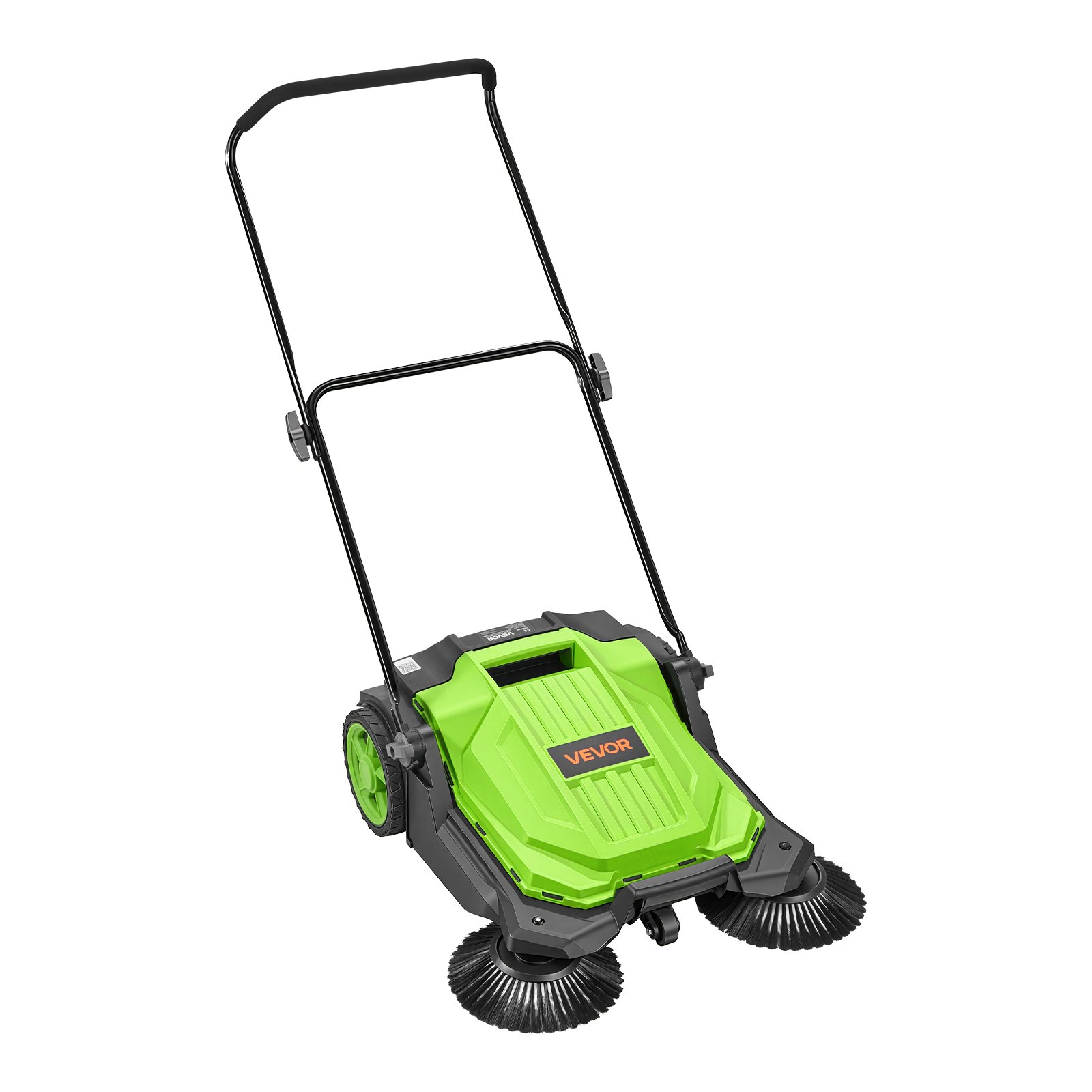 VEVOR Barredora Manual, Ancho de Barrido de 650 mm, Barredora de Empuje sin Cable, con Contenedor de Residuo de 18,9 L, Mango Ergónomico y Ajustable, Limpieza para Jardín Patio Aceras, Color Verde