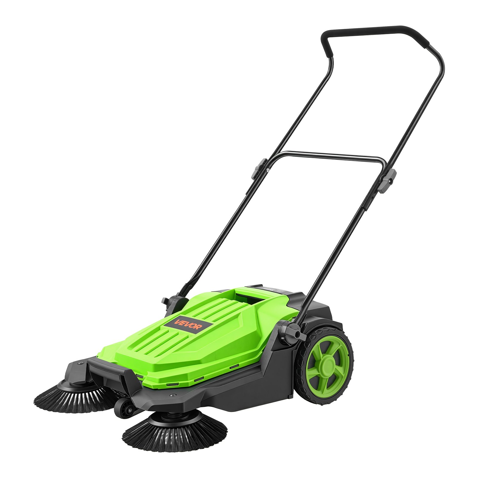 VEVOR Barredora Manual, Ancho de Barrido de 650 mm, Barredora de Empuje sin Cable, con Contenedor de Residuo de 18,9 L, Mango Ergónomico y Ajustable, Limpieza para Jardín Patio Aceras, Color Verde