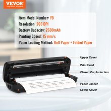 VEVOR Impresora Portátil Inalámbrica Sin Tinta de 2600 mAh 203DPI 29 x 9 x 6cm