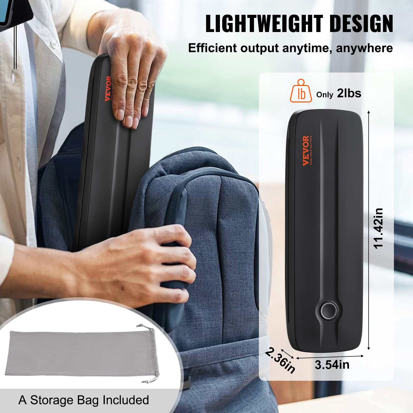 VEVOR Impresora Portátil Batería de 2600 mAh 203 DPI, Impresora Móvil sin Tinta con Bluetooth para Papel Térmico A4, A5, Compatible con iOS, Android y Portátiles para Viajes, Oficina y Uso Doméstico