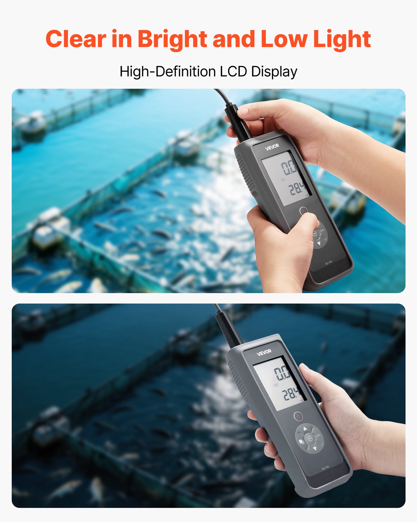 VEVOR Medidor de Oxígeno Disuelto, Rango de Dedición de 0,00–20,00 mg/L, Kit Portátil de Prueba de Oxígeno Disuelto con Cable de Electrodo de 4 m, Juego de Membranas y Estuche de Transporte