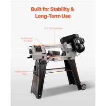 VEVOR Sierra de Cinta Horizontal Portátil con Motor de 550 W para Corte de Metal