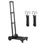 VEVOR Carretilla de Mano Plegable, Carrito de Equipaje Plegable con 4 Ruedas, 2 Cuerdas Elástica y Base Expandible Carga de 131,5 kg para Equipaje de Viaje, Aeropuerto, Oficina, Mudanza, Negro